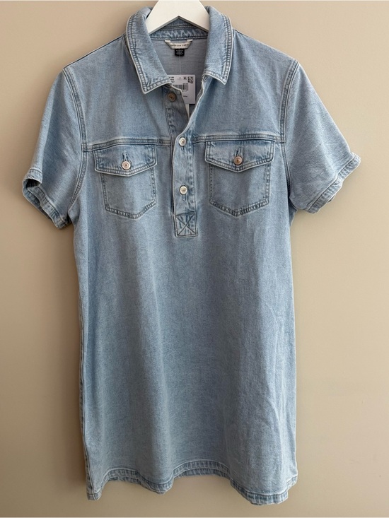 American Eagle Outfitters Dresses & Skirts - Denim Jean Dress XL Light Wash Polo Beach Cottage Core Boho Plus Size Maternity